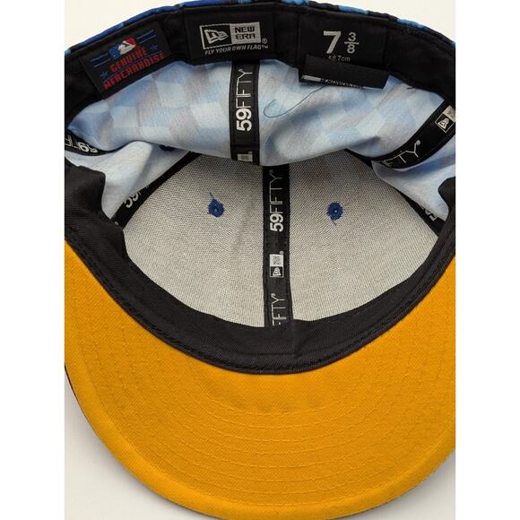 MILWAUKEE BREWERS MLB 59FIFTY NEW ERA 7 3/8 FITTED BLUE Geometric - Picture 6 of 6